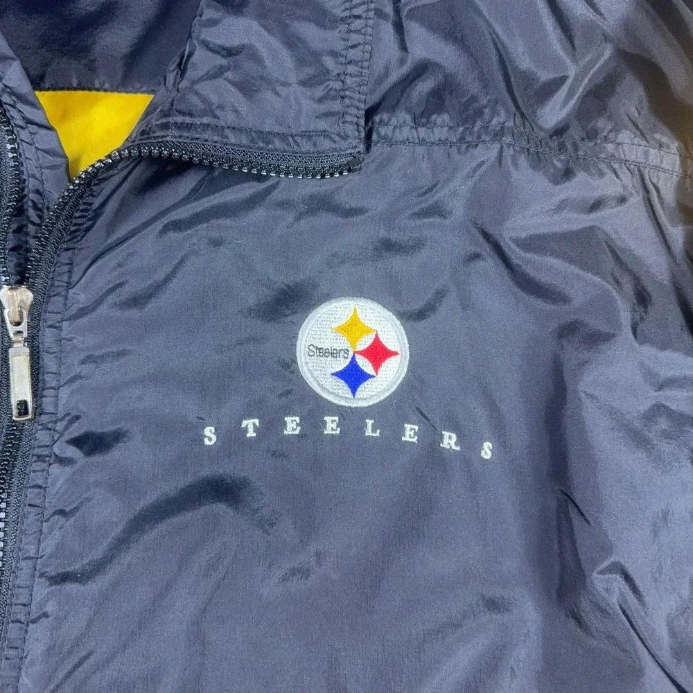 Vintage Starter NFL Pittsburgh Steelers Windbreaker Jacket Black Yellow Mens 2XL